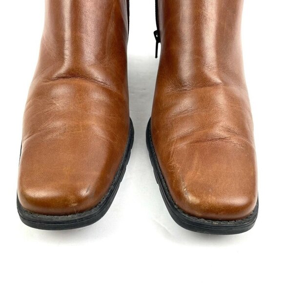 Santana Canada Ankle Boot 9 Brown Leather Square Toe Zip Up Bootie Shoes - Picture 4 of 10